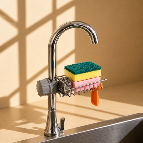 Faucet Sponge Holder & Sink Organizer | Kitchen Tap-Mounted Storage Rack