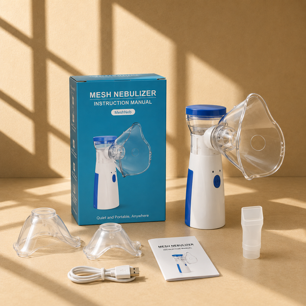 Handheld Mesh Nebulizer | Portable USB Nebulizer Machine with Adult & Child Masks
