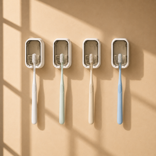 Wall Mount Toothbrush Holder with Cover | Space-Saving Bathroom Organizer
