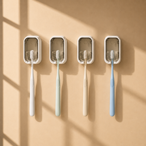 Wall Mount Toothbrush Holder with Cover | Space-Saving Bathroom Organizer