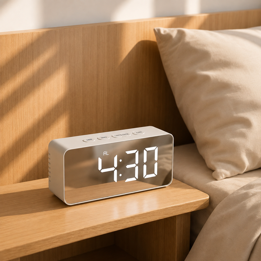 Digital Alarm Clock with Large LED Display – Modern Electronic Bedside Clock for Bedroom, Home & Office